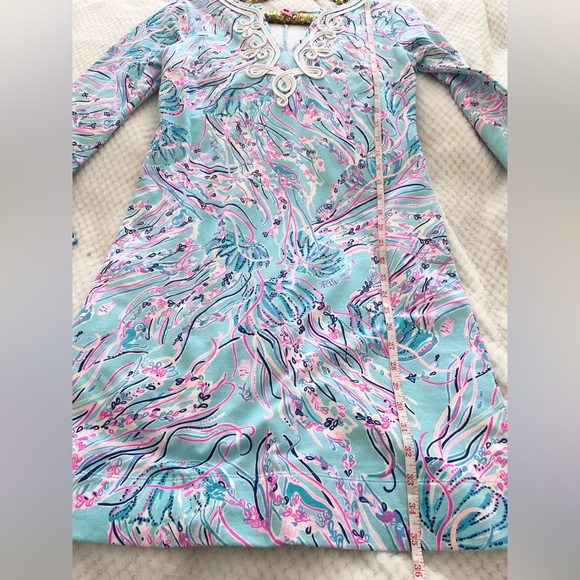 Lilly Pulitzer Harper Shift Dress Long Sleeve Bayside Blue Stretch Medium - Picture 8 of 10